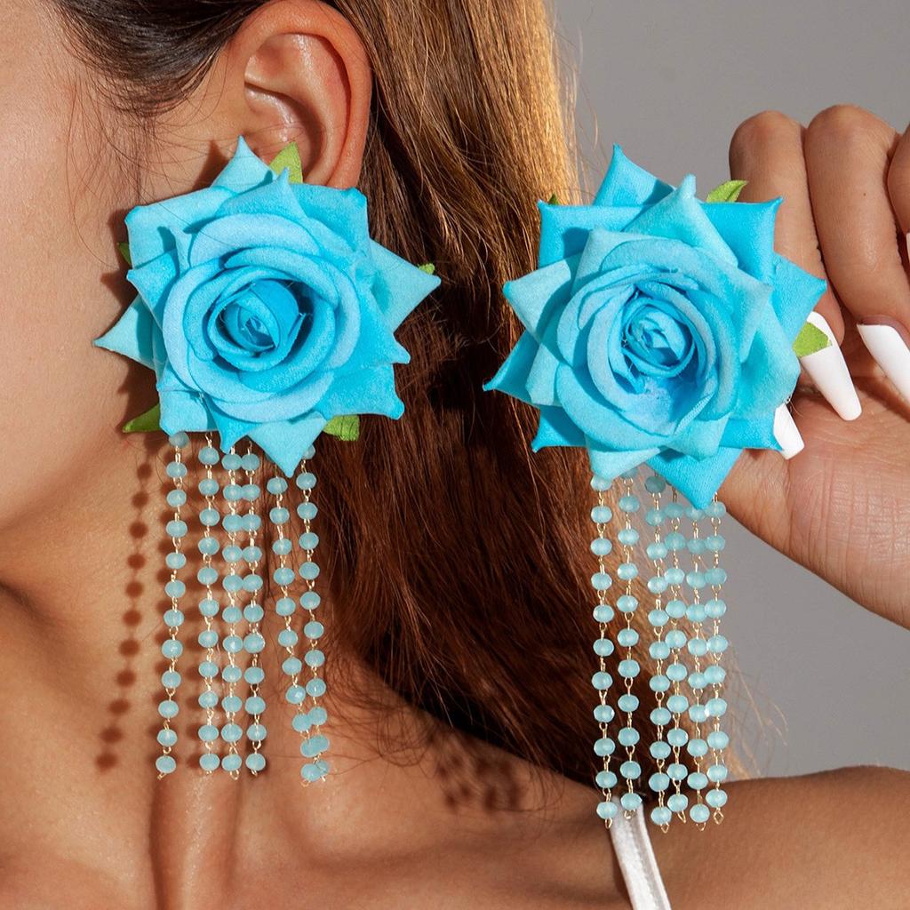 Accessories Bohemian blue tone flower earrings, geometric earrings earrings for women