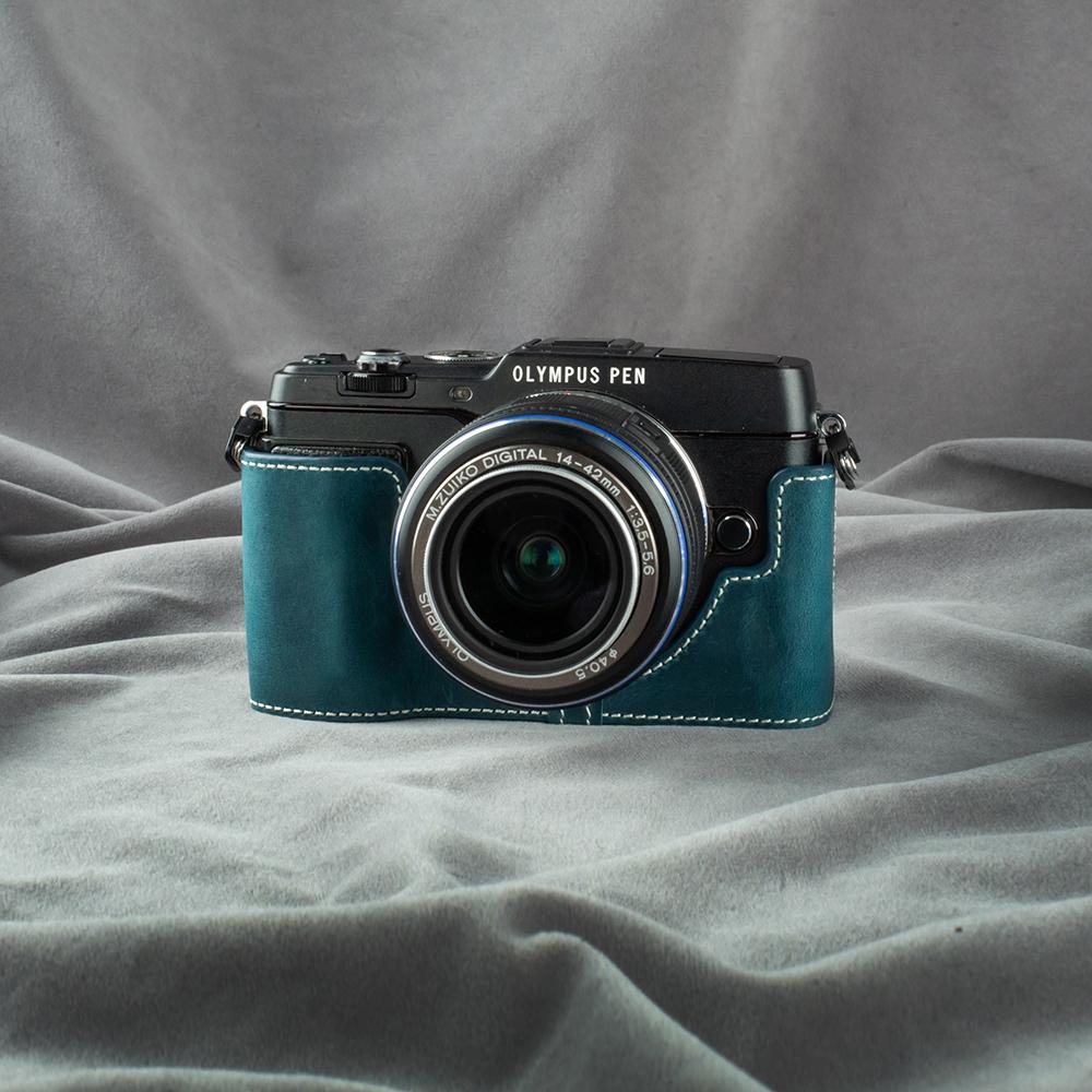 Leather Camera Bag Half Base Body Case Cover For OLYMPUS PEN E-P5 Vintage Protective Case Camera Photography Accessories