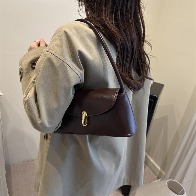 Shoulder bag Female messenger bag Baguette underarm bag Simple lock shoulder bag
