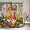 Cartoon Elf Kids Shower Curtain Spring Floral Botanical Lavender Watercolour Art Pattern Polyester Shower Curtain Bathroom Decor