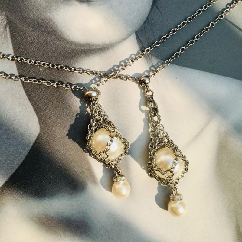 Natural Crystal Holder Necklace Colorful Stone Mesh Pocket Pendant Choker Adjustable Chain Neckchains for Women Girl
