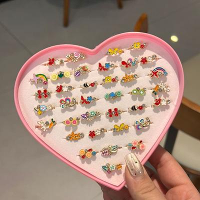 36 ks Detský ručný šperk hračka imitácia krištáľového drahokamu kreslený kamienkový prsteň Pásková krabička