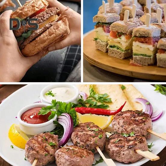 100Pcs Wooden Skewers 6 Inch Sturdy Cocktail Picks for Appetizers Flat Paddle Food Sticks for Party BBQ Fruit Cheese Charcuterie Boards Accessories