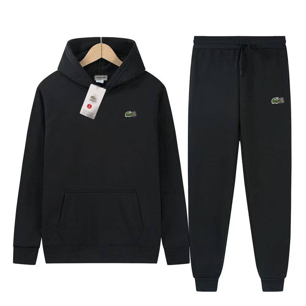 Bluza z kapturem i spodnie dresowe Unisex z haftowanym logo krokodyla - Modny strój casualowy