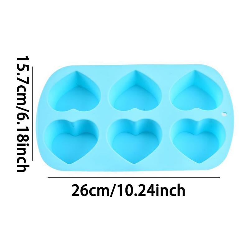 WTEMPO 1PC 6 Cavities Creative Love Shaped Silicone Bread Cake Mold Solid Color Simple DIY Soap Glue Crafts Handmade Mold
