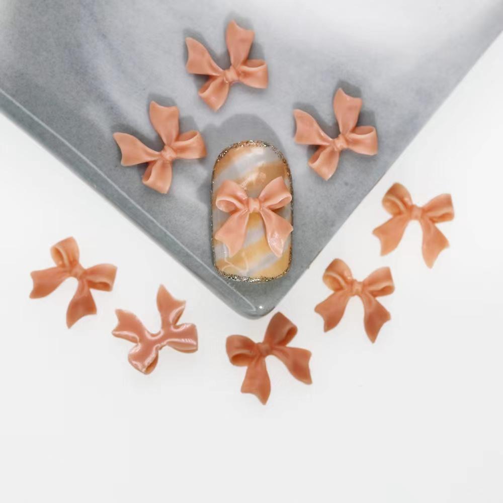 White Ribbon Resin Bow Nail Charm Parts 3D Rhinestone Nail Art Decoration Accessories Supplies for DIY Korean Manicure Design