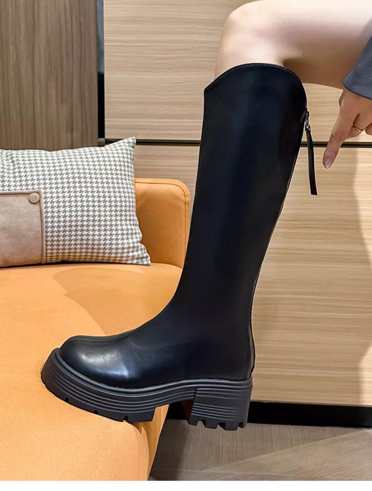 

Coarse heel tall tube thick sole new 2025 but long boots women s fashion ins knight boots versatile knee boots autumn and winter 40 чорний