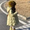 Winter Jacket Girls Parkas Green Hooded Children Thicken Warm Coat Padded Snow Wear Kids