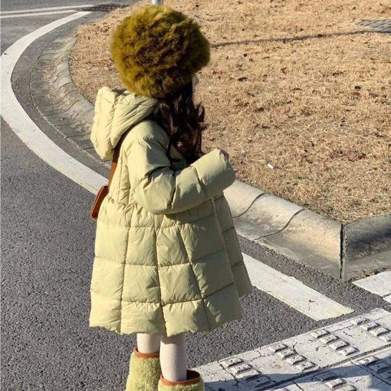 Winter Jacket Girls Parkas Green Hooded Children Thicken Warm Coat Padded Snow Wear Kids