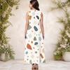 Women Plus Size Round Neck Sleeveless Geometric Printed A Line Long Dress With Side Pockets