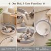 Hand-woven cotton cat basket interactive grinding claw nest with rocking toy tail four seasons breathable pet bed gray cat nest + toy ball small