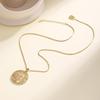 Nidin Trendy Sun Moon Star Pendant Necklace For Women Copper Cubic Zirconia Hollow Round Charm Chain Celestial Boho Jewelry Gift