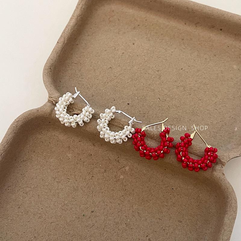 Korean Style C-Shaped Millet Bead Ear Cuff - Simple, Versatile, and Fashionable Earrings for Women
