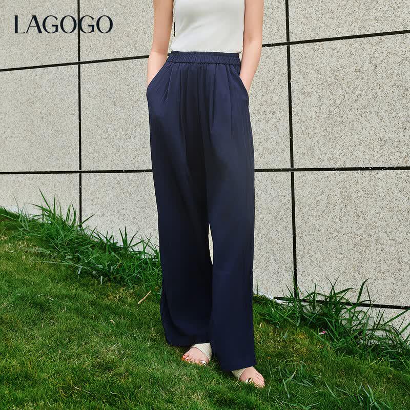 LAGOGO Women s High-Waisted Relaxed Wide-Leg Pants M