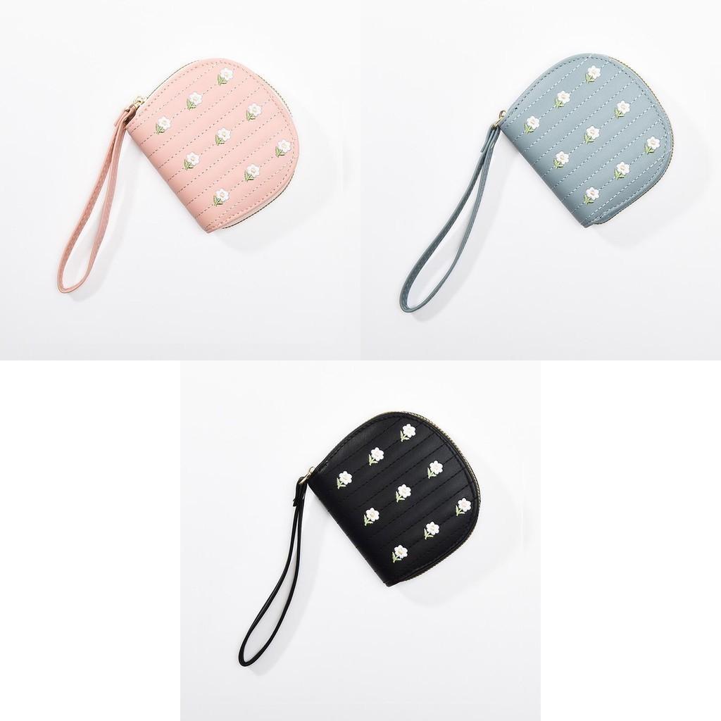 New Korean Style Coin Purse Women Short Fresh Floral Pattern Student Zipper Card Holder Multi-function Coin Clip