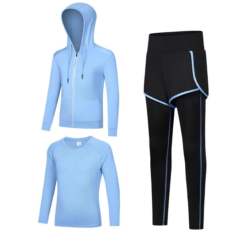 Kids' Quick-Dry Long Sleeve Hooded Yoga Set for Girls - Medium & Large Sizes, Autumn/Winter