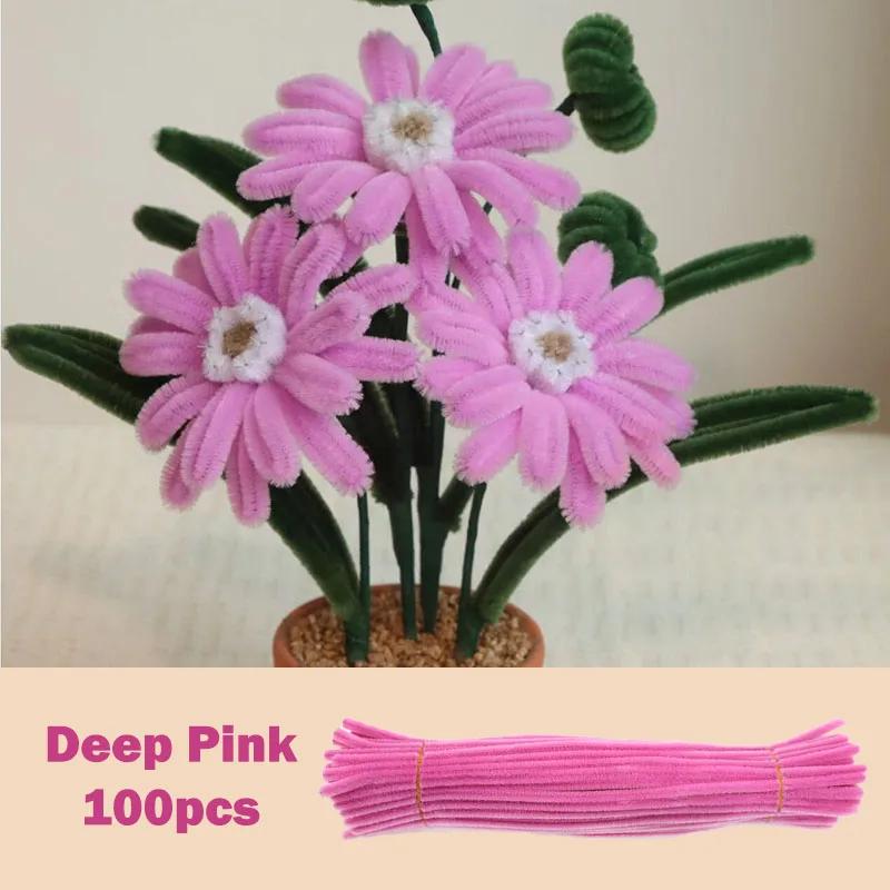 100Pcs Colorful Chenille Stems Pipe Cleaners Plush Tinsel Stem Wired Twist Sticks Hair Strip Diy Craft Educational Toys Handmade