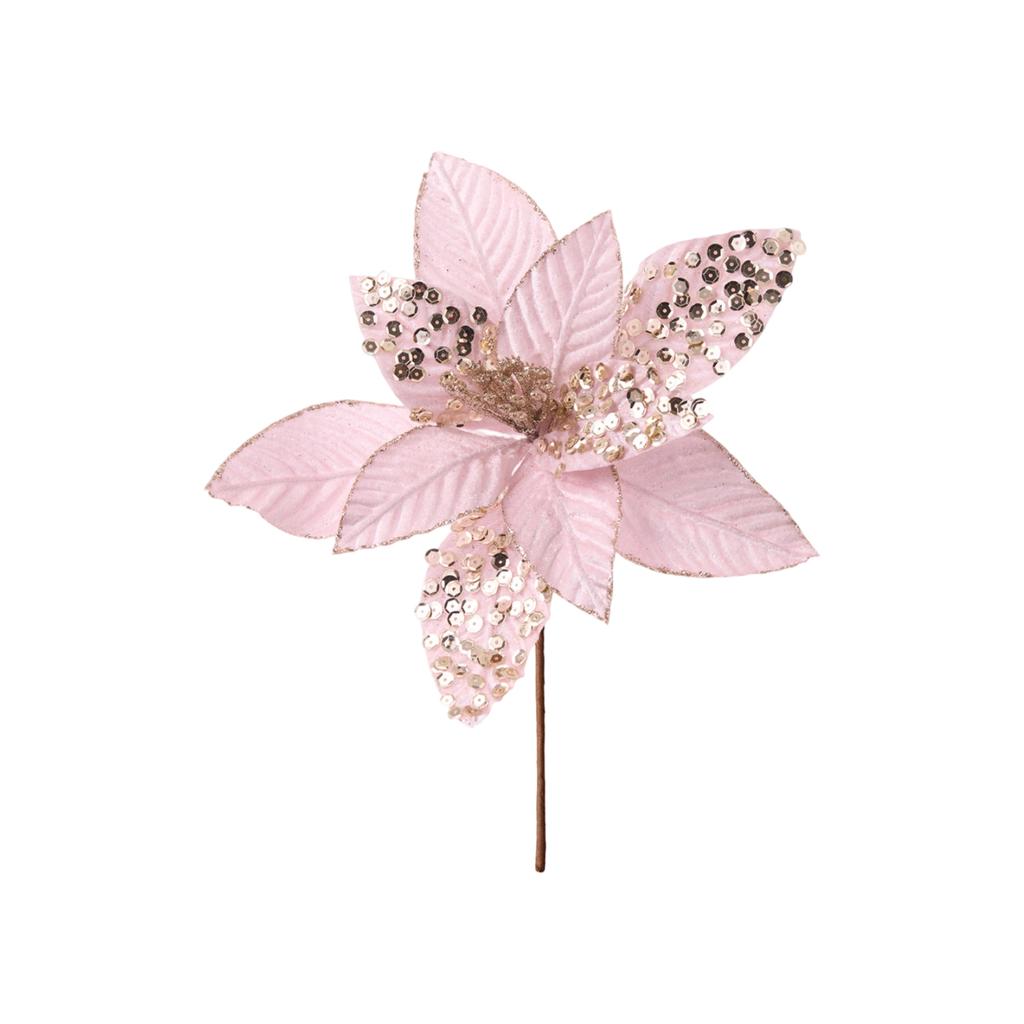 Sametová simulace Vánoční květina 25cm Velká Flitrová Vánoční stromková dekorace Květinové aranžmá Květinové aranžmá Dekorace scény Rekvizity