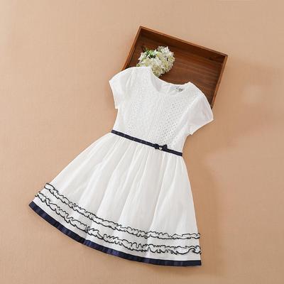 Vestido de princesa de manga corta para niñas, vestido de verano de algodón con cuello redondo, tutú blanco, ropa para niños de 5 a 12 años