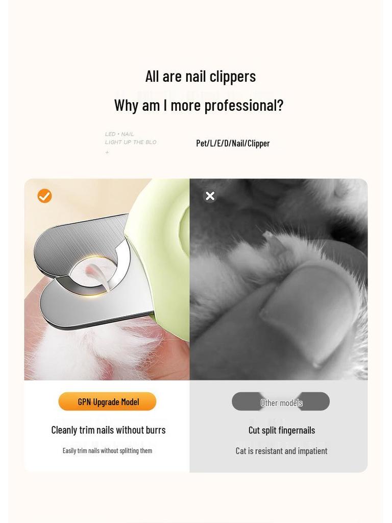 Pet Nail Clippers with Light for Cats, Dogs, Rabbits, and Puppies - Precision Cutting Tool with Safety Features
