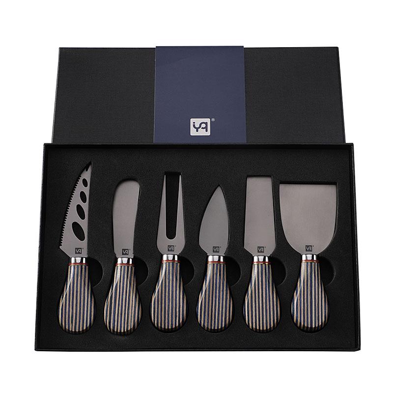 High-End Titanlegierung Käsemesser mit blauem Holzgriff - Westliches Tafelgeschirr Butter- und Marmeladenmesser