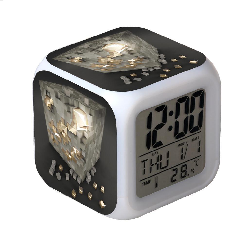 Minecraft Alarm Clock Led Night Light Colourful Changing Desktop Decoration