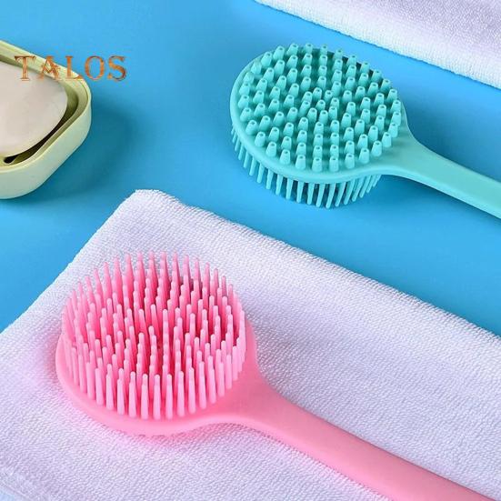 Lazy Duschbürste, langer Griff, Silikon-Rückenschrubber, doppelseitiger Bürstenkopf, Peeling-Massagebürste, Badezubehör