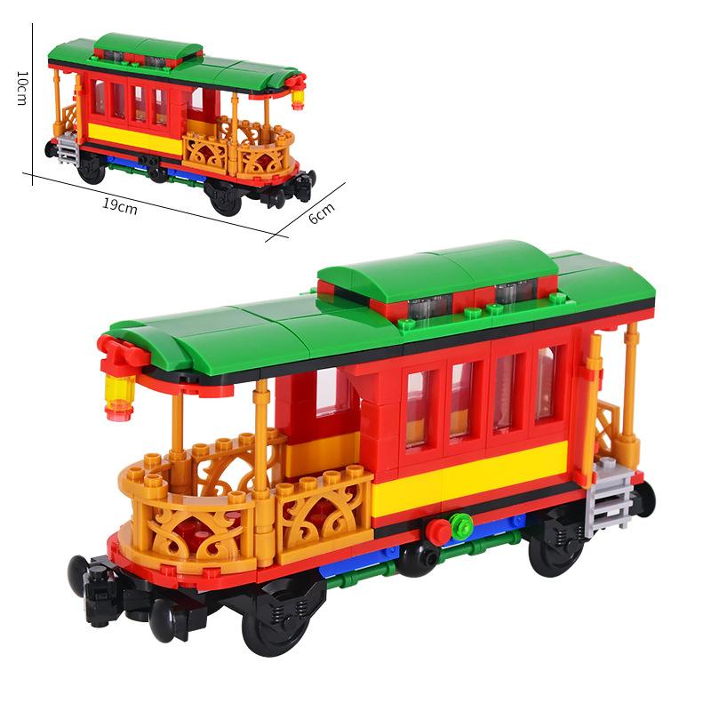 MOC City Steam Train Engine with Carriages: DIY High-Tech Modular Transport Vehicles Building Blocks Set