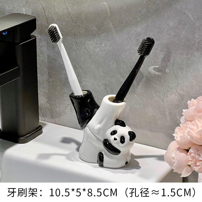 Creative Black & White Panda Ceramic Lotion Bottle Toilet Bathroom Accessories Cartoon Animal Press Bottle Panda Soap Dish Decor