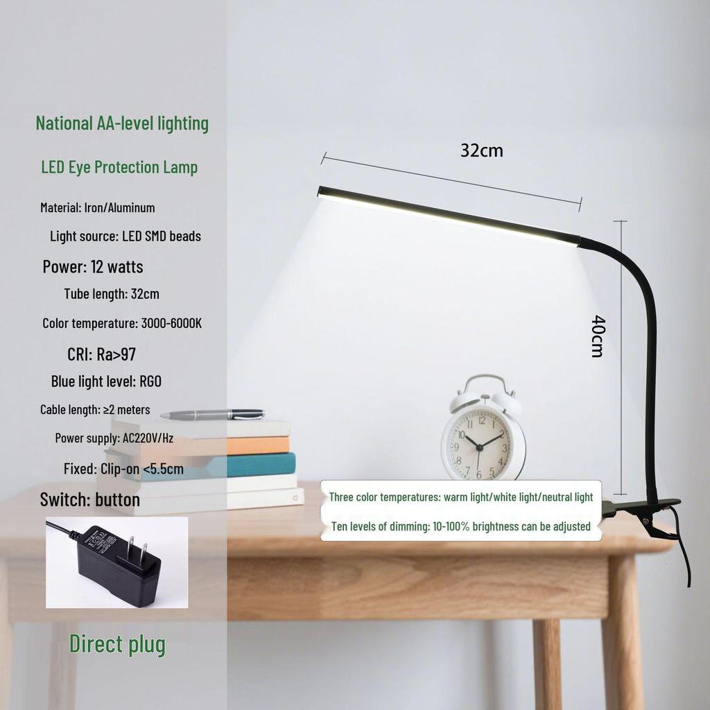 High Brightness Eye-Protection LED Clip-On Desk Lamp for Study and Nail Art