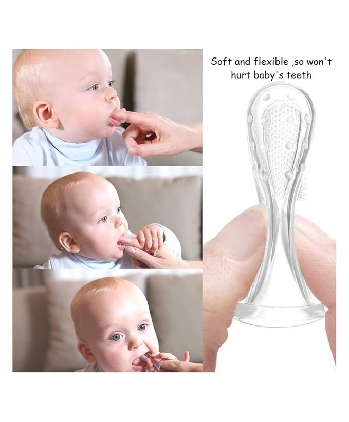 Balení 2 kusů || Dětský silikonový prstový zubní kartáček s pouzdrem – Jemný kartáček pro ústní hygienu kojenců