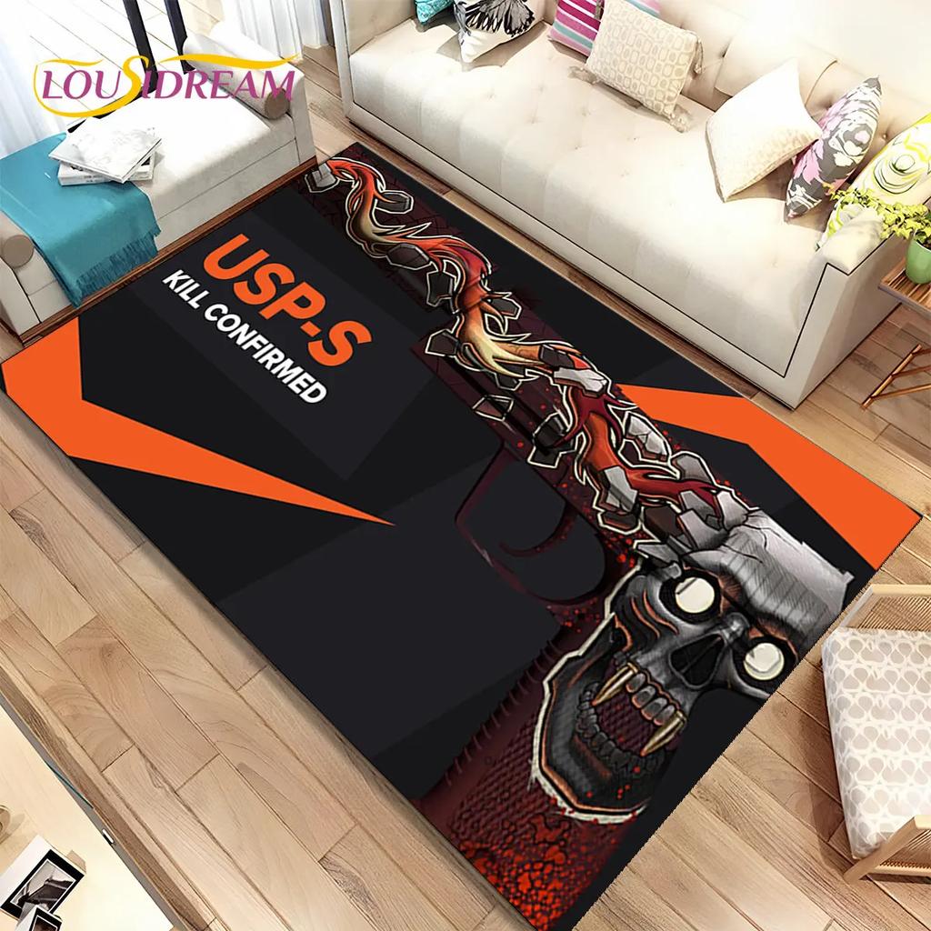 3D Assault Rifle Pistol Gun CS M4 AK USP Game Area Rug,Carpet for Home Living Room Bedroom Sofa Doormat Decor,Non-slip Floor Mat