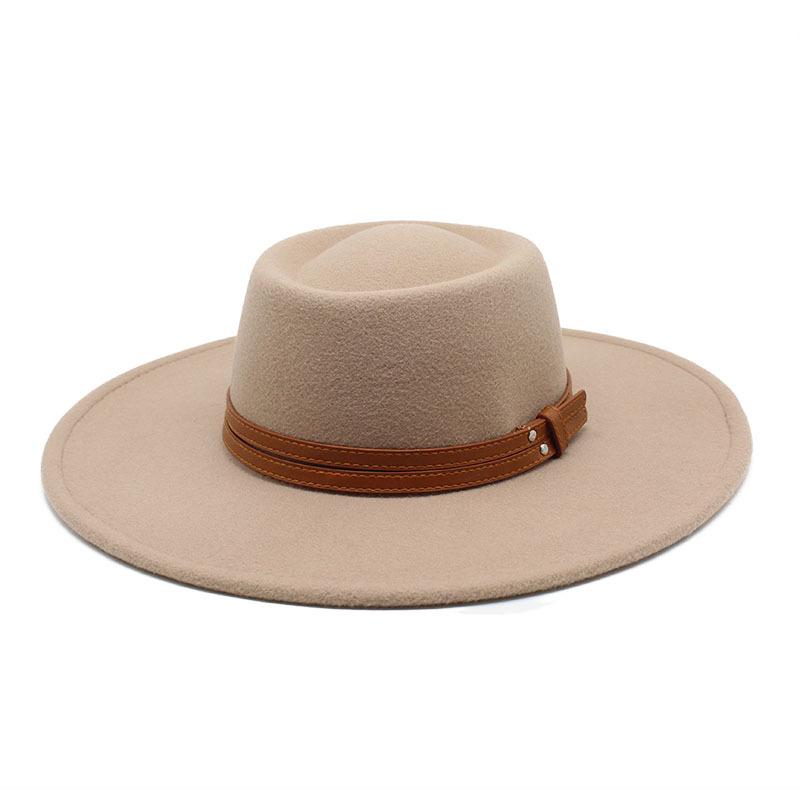 Solid Color Wool 9.5Cm Brim Men'S And Women'S Warm Outdoor Elliptical Concave Convex Torus Top Hat