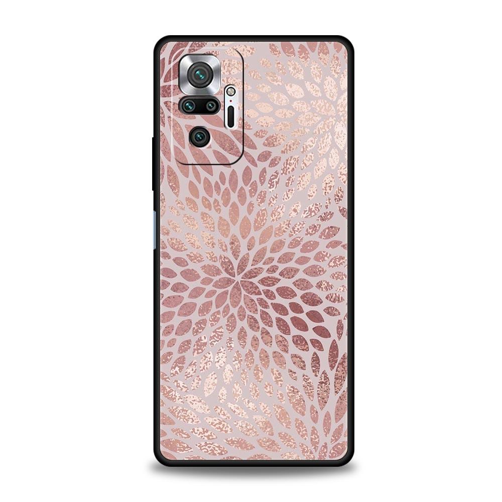 Handyhülle für Xiaomi Redmi Note 14 13 12 5G 11 10 Pro Plus 4G 9S 9 14C 13C 12C 10C 9C 9A Weiche TPU-Hülle Schöne Rosegold-Kunst