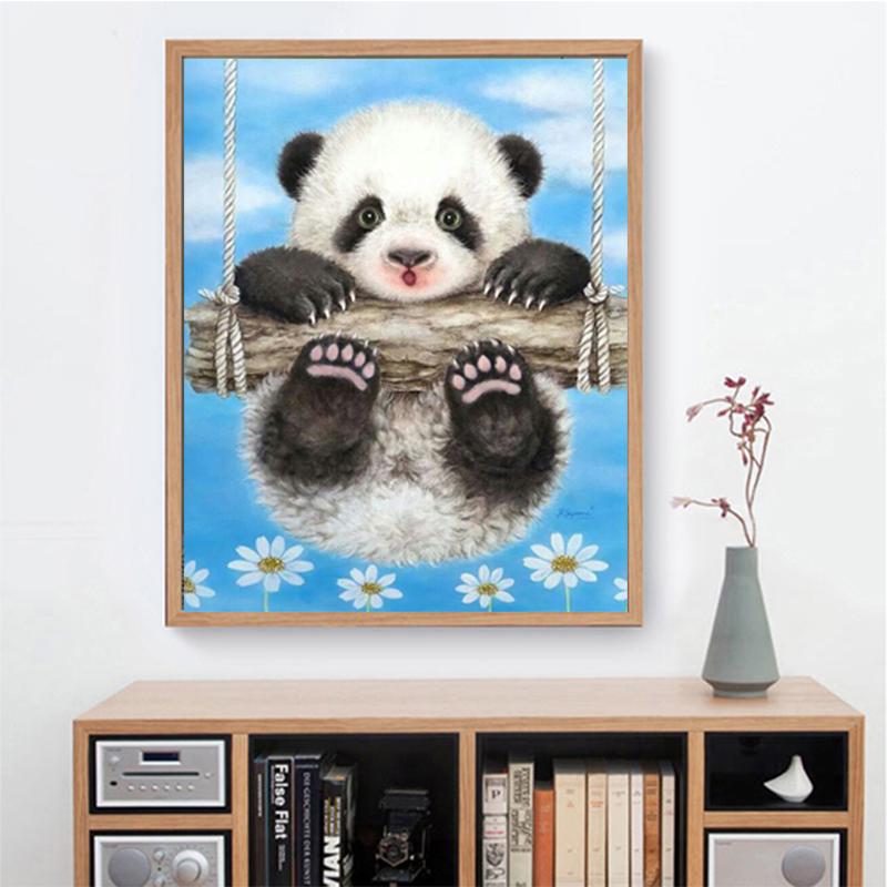 5D DIY Cute Panda Stick Drill Full Drill Home Decoration Painting