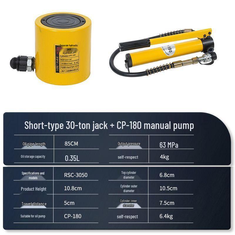 Split Ultra-Thin Hydraulic Cylinder: 5T, 10T, 20T, 30T, 50T, 100T - Extended and Short Types