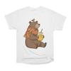 Men Casual Shirts Short Sleeves HONEY BEAR White Tees Oversized T-shirts