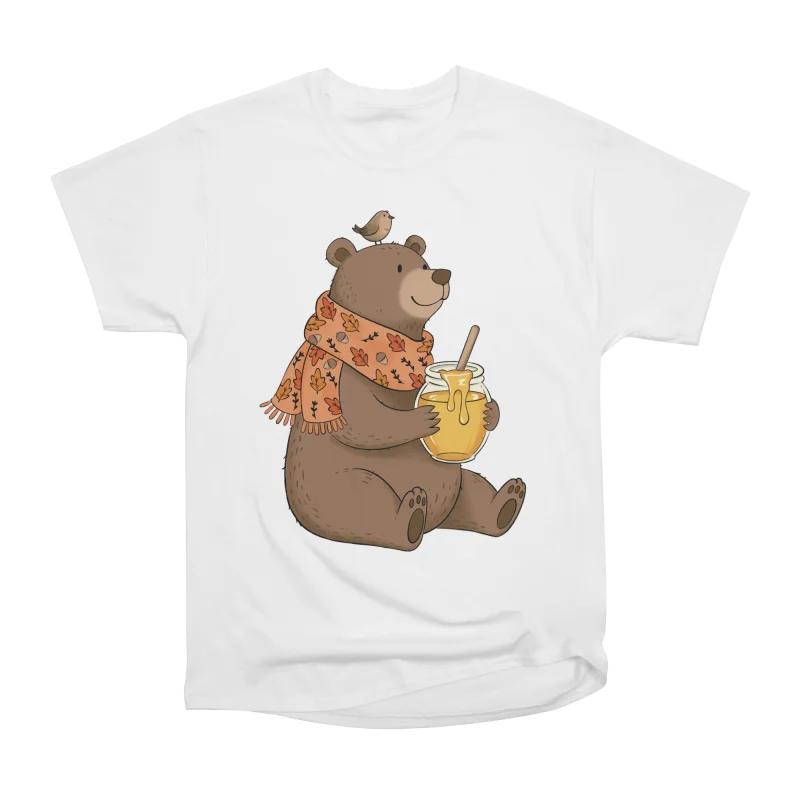 

Men Casual Shirts Short Sleeves HONEY BEAR White Tees Oversized T-shirts S белый