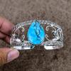 Tibetan Turquoise Gemstone 925 Sterling Silver Cuff Bangle Adjustable KKG-1067
