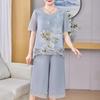 Plus Size 3XL-8XL Summer Chiffon Oversize 2 Piece Sets Women Clothes Casual Elegant Loose Wide Legs Pant Sets