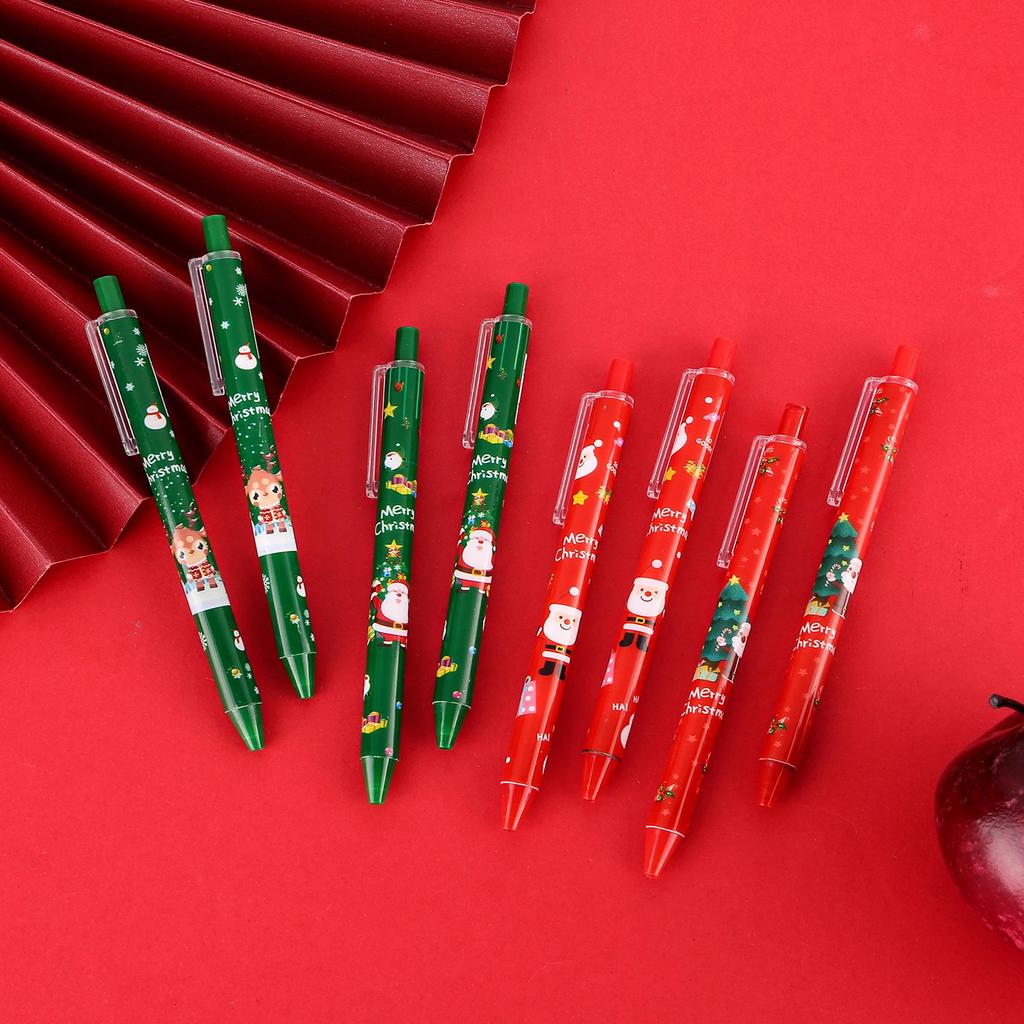 Creative Christmas Gift: Cartoon Push-Button Ballpoint Pen - Black, Press-Down Signature Pen for Students