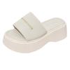 Thick-soled high-heeled cool slippers for women's summer wear 2025 new muffin one-word drag small height-increasing beach sandals
