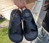 Fashion Women's sandals genuine leather summer cross straps low heel shallow mouth parka open new flat bottom comfortable 2024