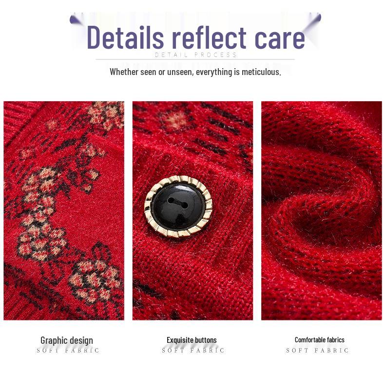 Cardigan a maglia autunnale/invernale da donna anziana