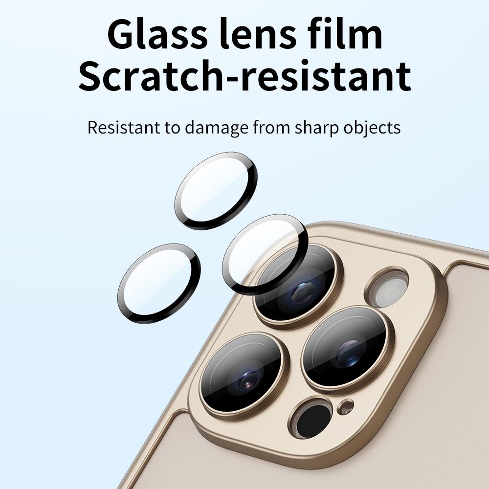 Slim Matte Frame With Glass Lens Protection Case For iPhone 16 15 14 13 12 Pro Max Plus Hollow Back Panel Cooling Bumper Cover