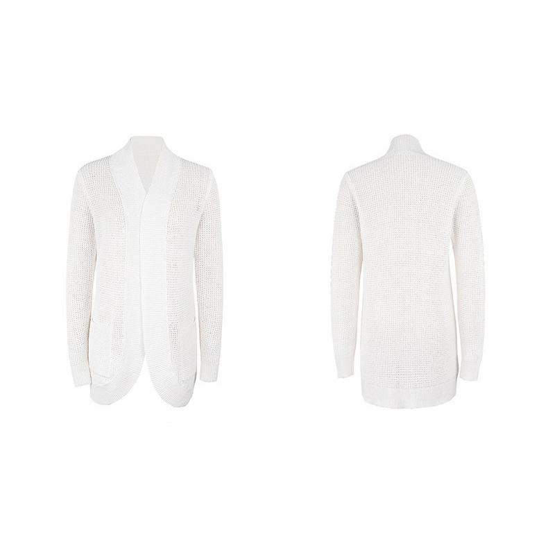 Loose Autumn Long Vintage Winter Sleeve Top Solid Color Cardigan Knitwear Vneck Sweater