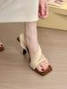 Open-toed word with beautiful sandals women's summer wear temperament high-heeled slippers cool slippers