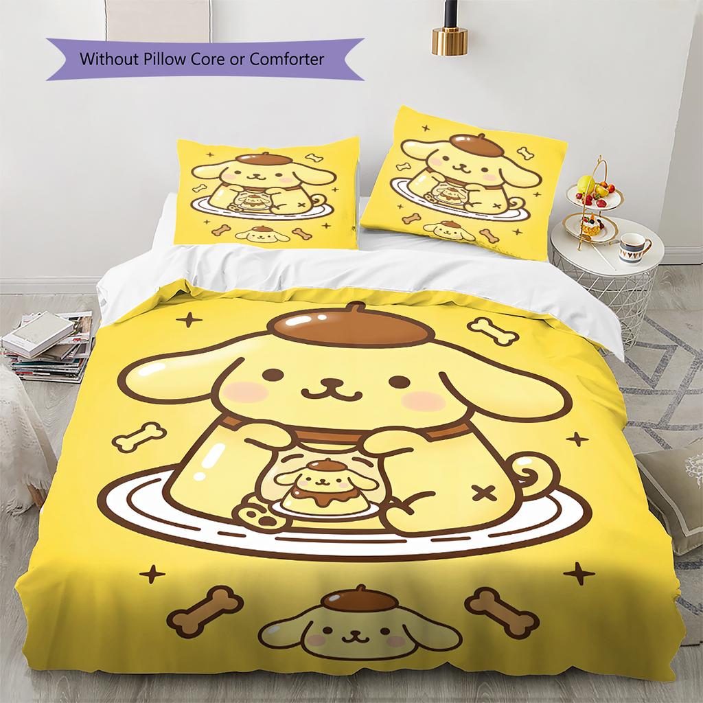 Pompompurin Pattern Bedding,Quilt Set Quilt Cover Pillowcase Home Birthday Gift(1 * Duvet Cover + 2 * Pillowcase, Without Core)