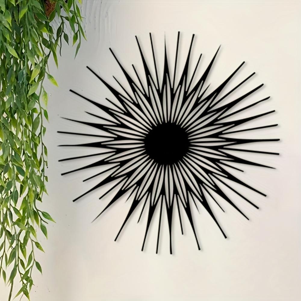 Iron Sunburst Wall Art, Vintage Rust Resistant Metal Sun Sculpture for Meditation Room, Bohemian Farmhouse Hanging Decor, Christmas Gift for Healers