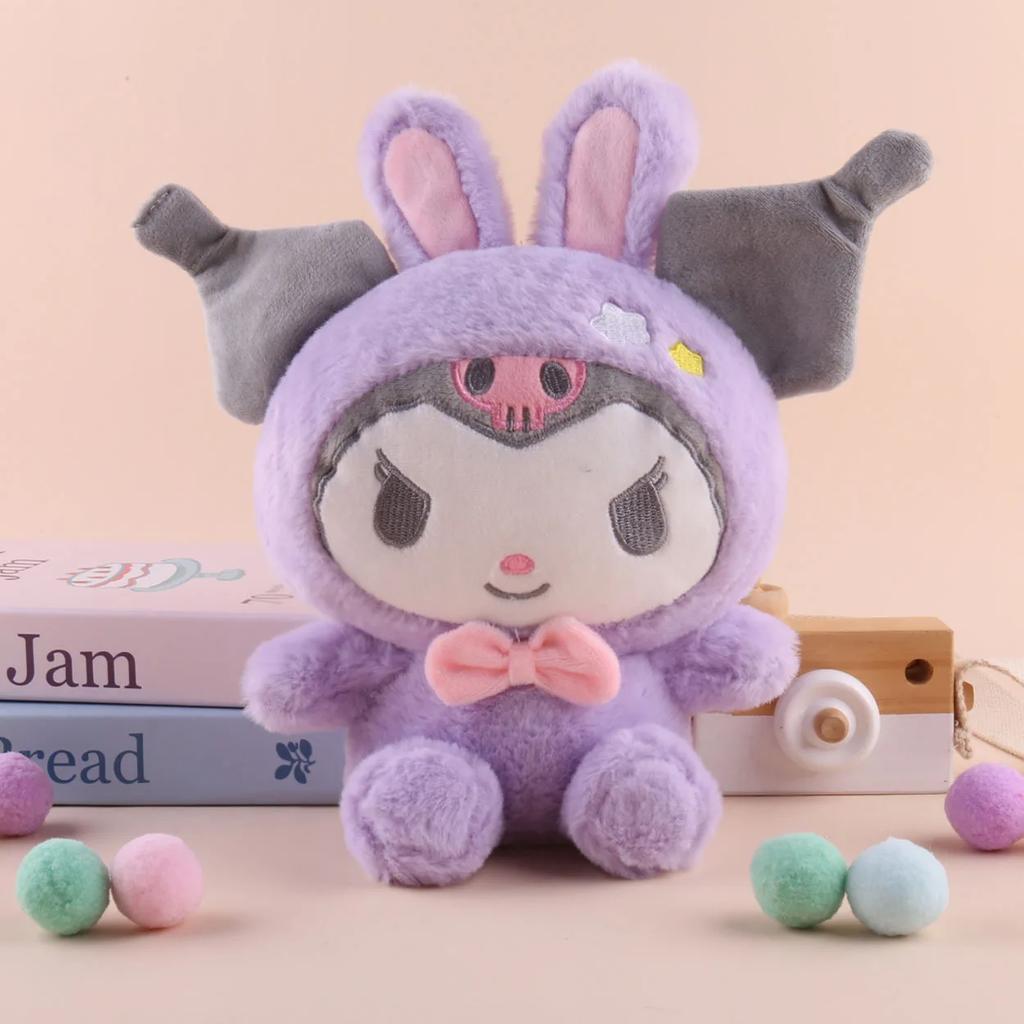 Anime Cartoon Sanrio Kitty Plush Doll 25cm Cute Kuromi Melody Pillow Doll Transfer Rabbit Cinnamoroll Lovely Gift Girl Plush Toy